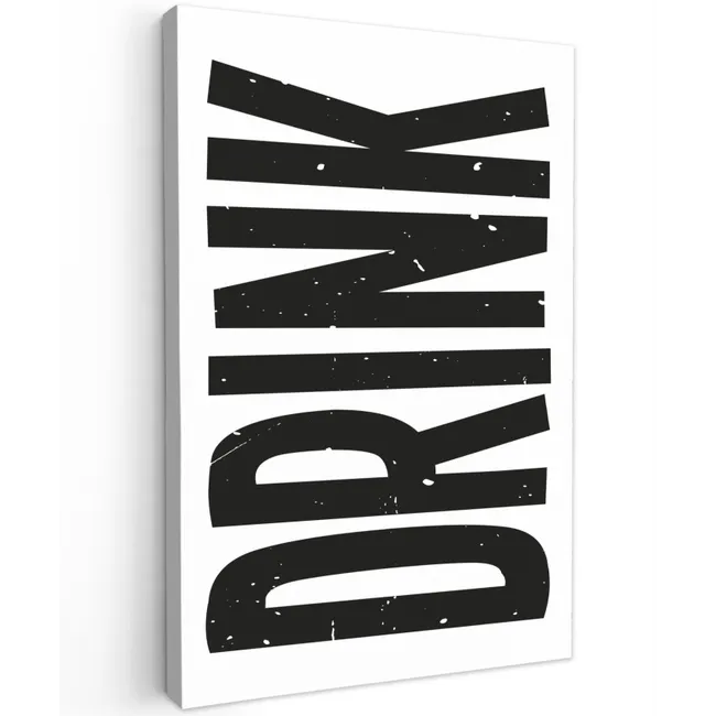 Drink - Zwart - Wit - Decoratie Tuinposter op houten frame 2 cm dik klein -3d