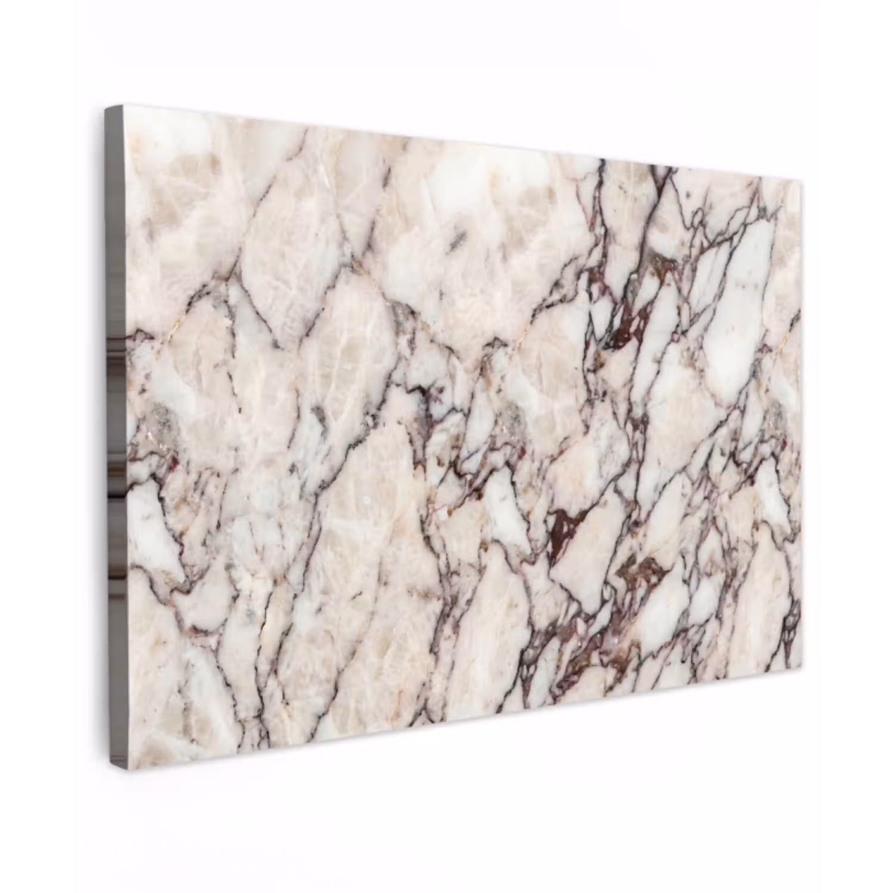 Marmer - Textuur - Abstract - Wit - Bruin Tuinposter op houten frame 2 cm dik klein -3d