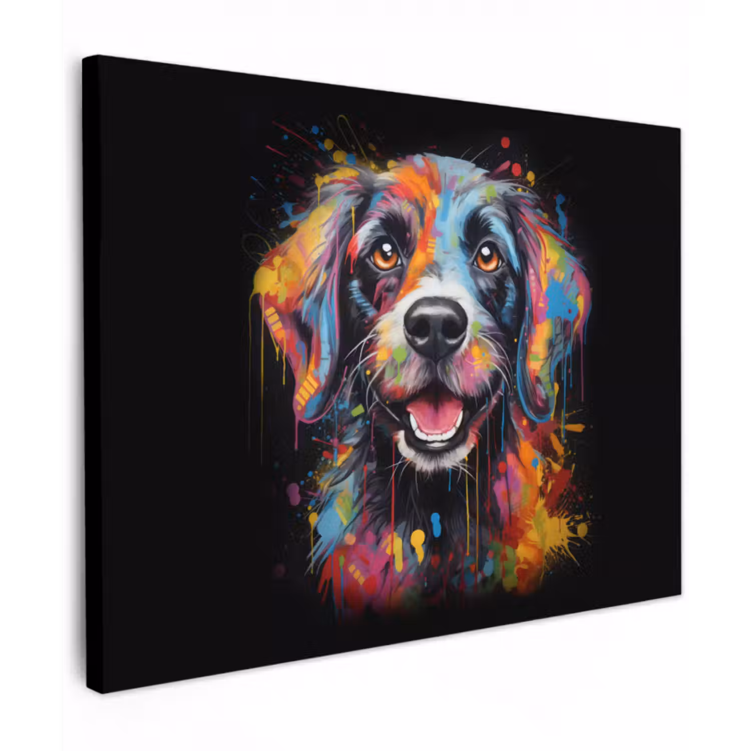 Leinwandbild - Graffiti - Hund - Schwarz - Farben
