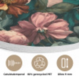 Bloemen - Schilderachtig - Patroon - Roze Akoestische PET Vilt - Rond klein 838 -closeup_NL