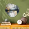Kunst - Grijs - Goud - Abstract Wandcirkel Organisch Forex 3mm klein -sfeer2