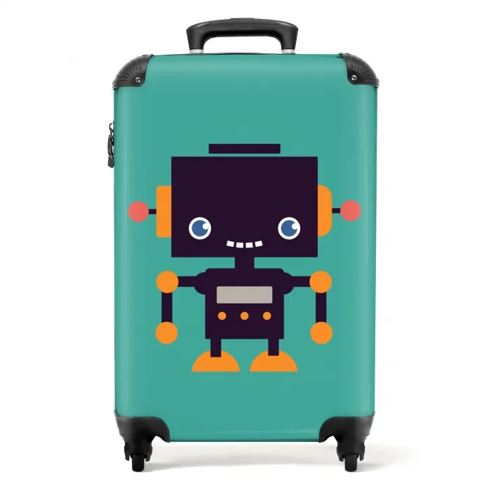 Pixel robot green NBS - Handbagage koffer - Unisex middel -productfoto_recht