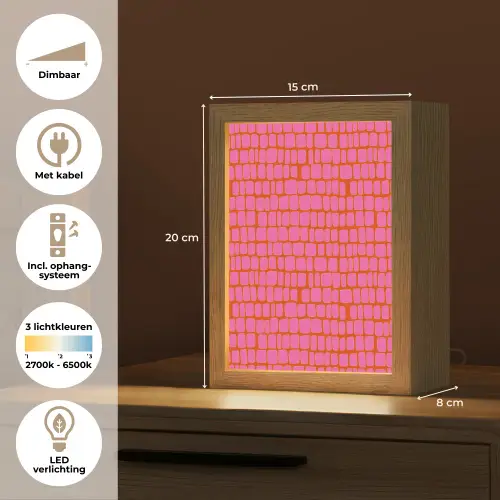 Organisch - Raster - Roze Light Box met kabel (Tafellamp) klein 925 -USP_NL