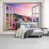 Bergen - Landschap - Doorkijk - Bloemen - Avond - Roze fotobehang vinyl groot -slaapkamer