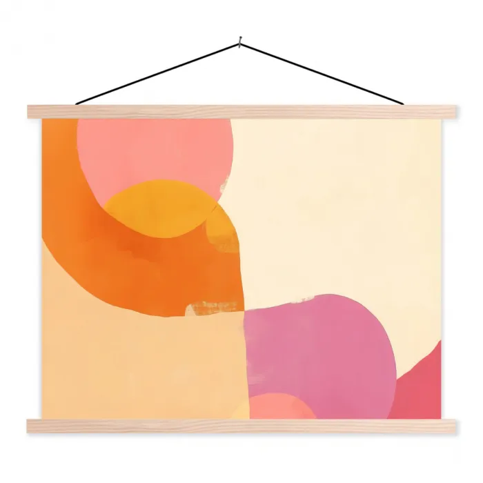 Vormen - Abstract - Kleurrijk textielposter latten blank klein -3d