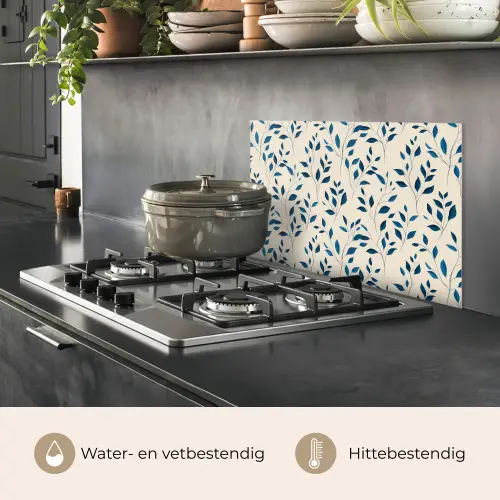 Patroon - Blauw- Beige keuken achterwand spatscherm klein 900 -usp_NL