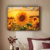 Zonnebloem - Bloemen - Geel - Bloemenveld met zonnebloemen Textielframe zwart klein -sfeer1