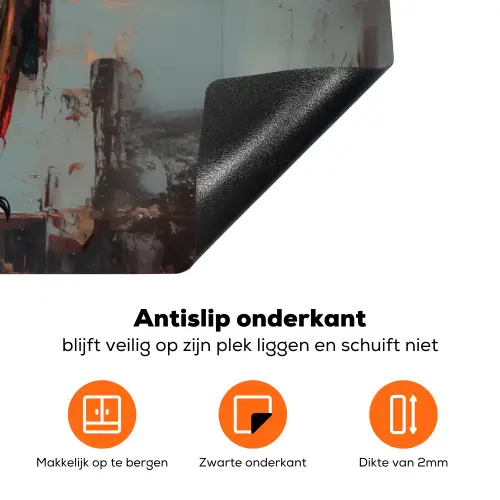 Geschilderd - Abstract - Uil - Bruin Inductie beschermer vinyl 3mm klein -zzzzzzz-td-onderkant