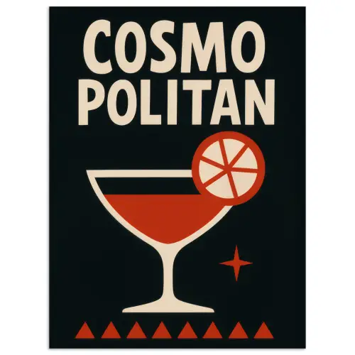 Cocktail - Zwart - Illustratie poster papier klein -3d