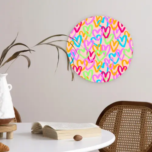 Hart - Neon - Patroon - Kleur Wandcirkel plexiglas klein 852 -sfeer4