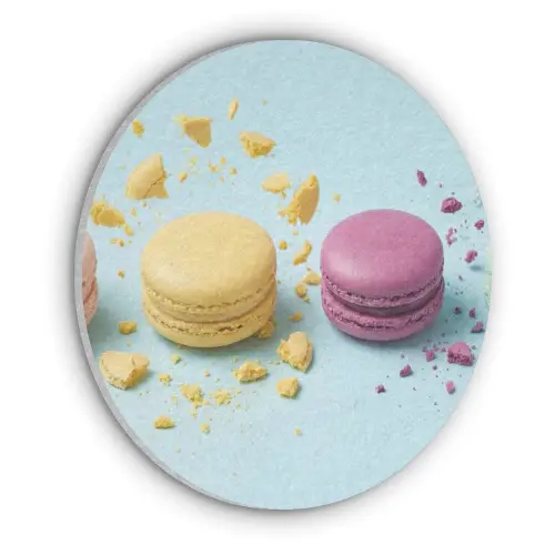 Macarons - Kleurrijk - Pastel Akoestische PET Vilt - Rond klein -3d