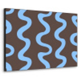 Kronkelende lijnen - Blauw - Bruin - Minimalistisch Textielframe zwart klein 947 -3d