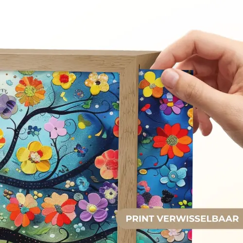 Boom - Kleurrijk - Bloemen - Kunst - Abstract Light Box met batterij (Wandlamp) middel -USP_websiteprintNL