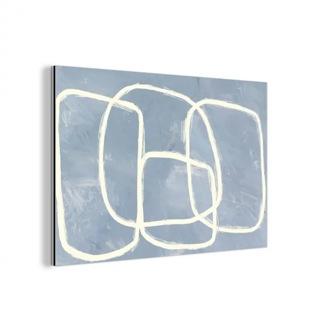 Abstract - Blauw - Kunst aluminium wit klein -3d
