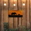 Olifanten - Savanne - Zonsondergang tuinposter los doek klein -sfeer1