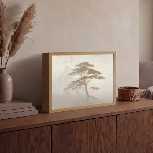 Boom - Oosterse stijl - Landschap Light Box met batterij (Wandlamp) middel -sfeer2