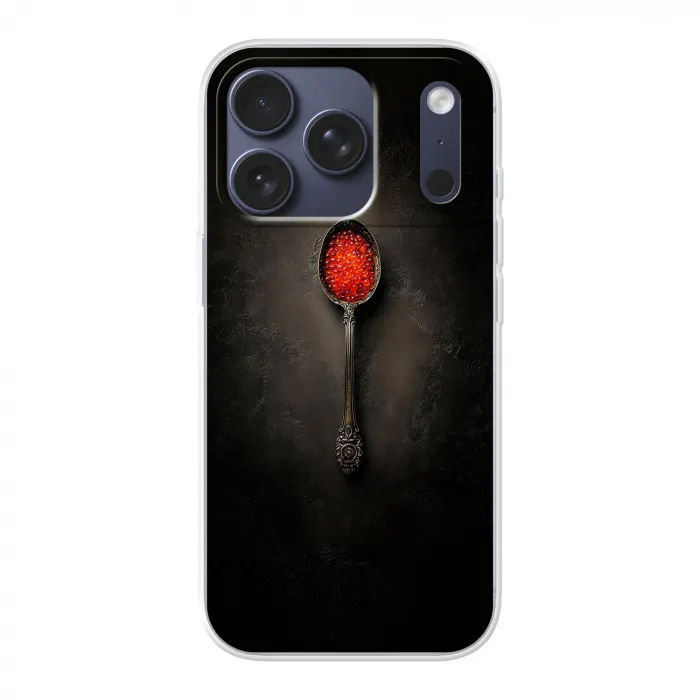 Zwart - Lepel - Caviar Telefoonhoesje iPhone 17 Pro klein -3d