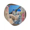 Doorkijk - Santorini - Landschap - Blauw - Grieks Wandcirkel Organisch Plexiglas middel -3d