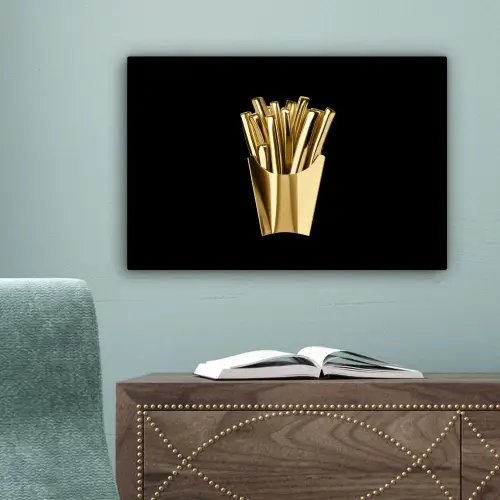 Friet - Goud - Chrome - Eten canvas 2cm klein -sfeer4