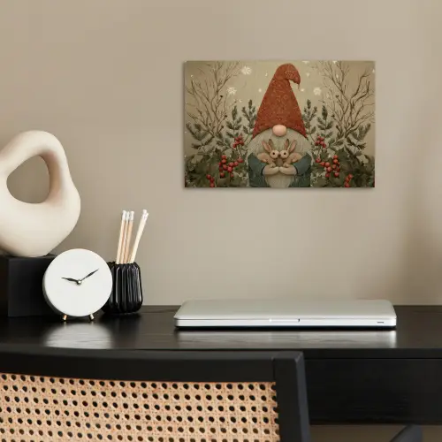Kerstgnome - Konijntjes - Kleurrijk poster papier klein -sfeer1