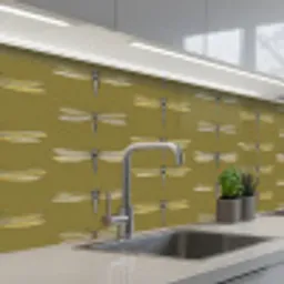 Libellen - Patroon - Groen keuken achterwand 2 middel 871 -3d_schuin