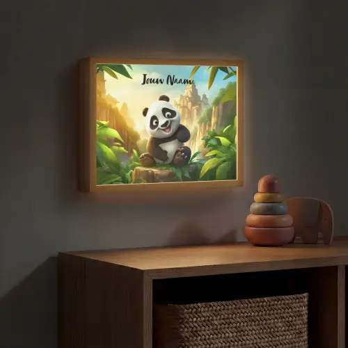 Panda - Wilde dieren - Jungle - Jongens - Kinderen Light Box met batterij (Wandlamp kind) middel -sfeer5_kind