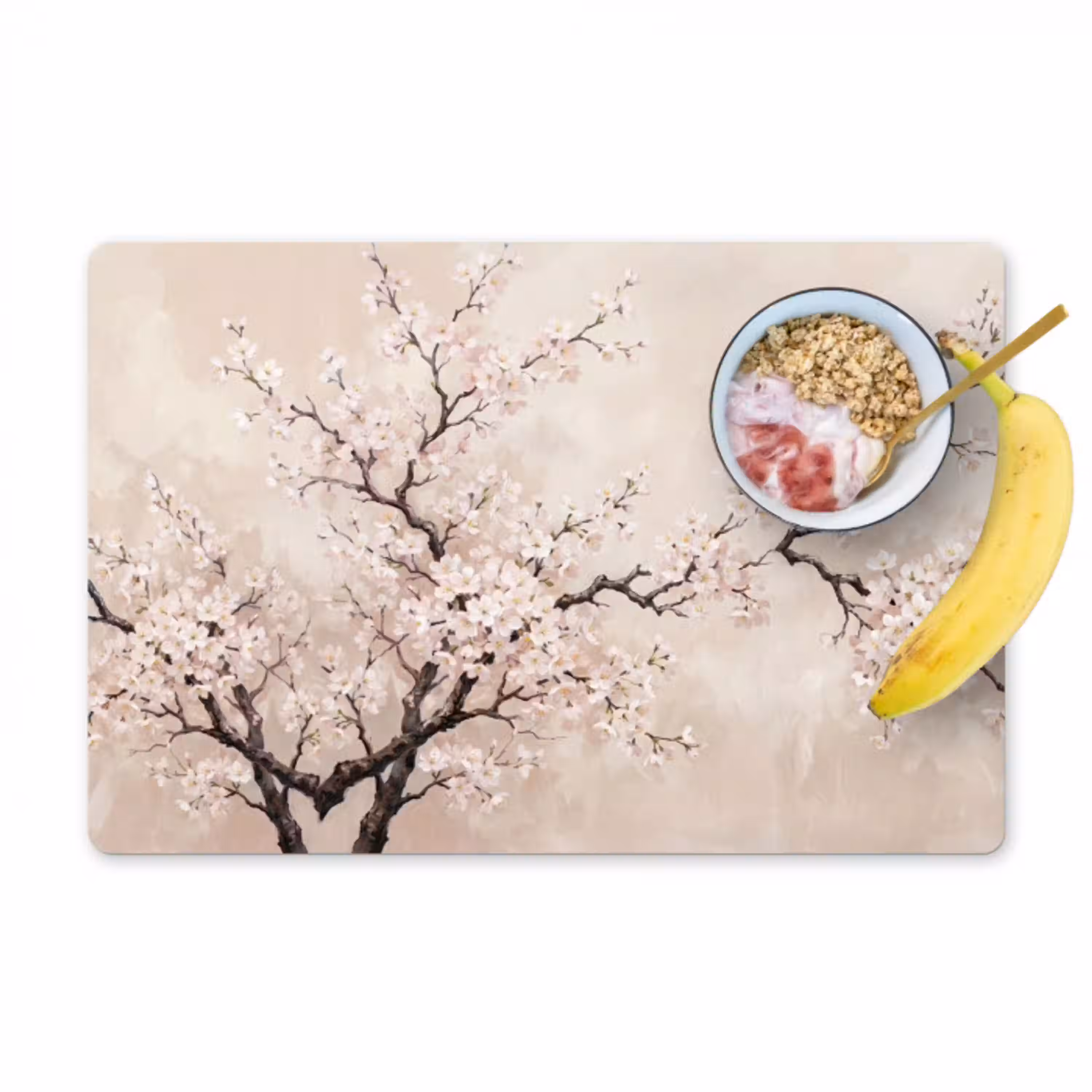 Bloesem - Illustratie - Taupe Placemat vinyl groot -zzzproduct_Kitchenyeah-website