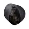 Portret - Paard - Zwart Wandcirkel Organisch Forex 3mm klein -3d