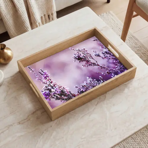 Lavendel - Winter - Bloemen - Paars Dienblad Rechthoek middel -sfeer1