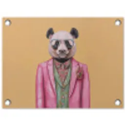 Panda - Pak - Zonnebril - Blauw tuinposter los doek klein -3d
