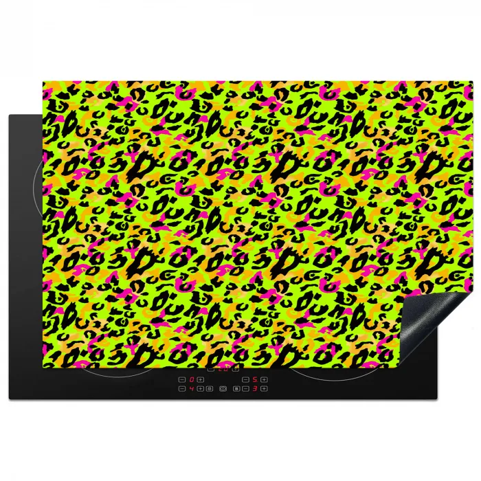 Dieren - Neon - Groen - Panterprint Inductie beschermer vinyl 3mm klein 276 -3d