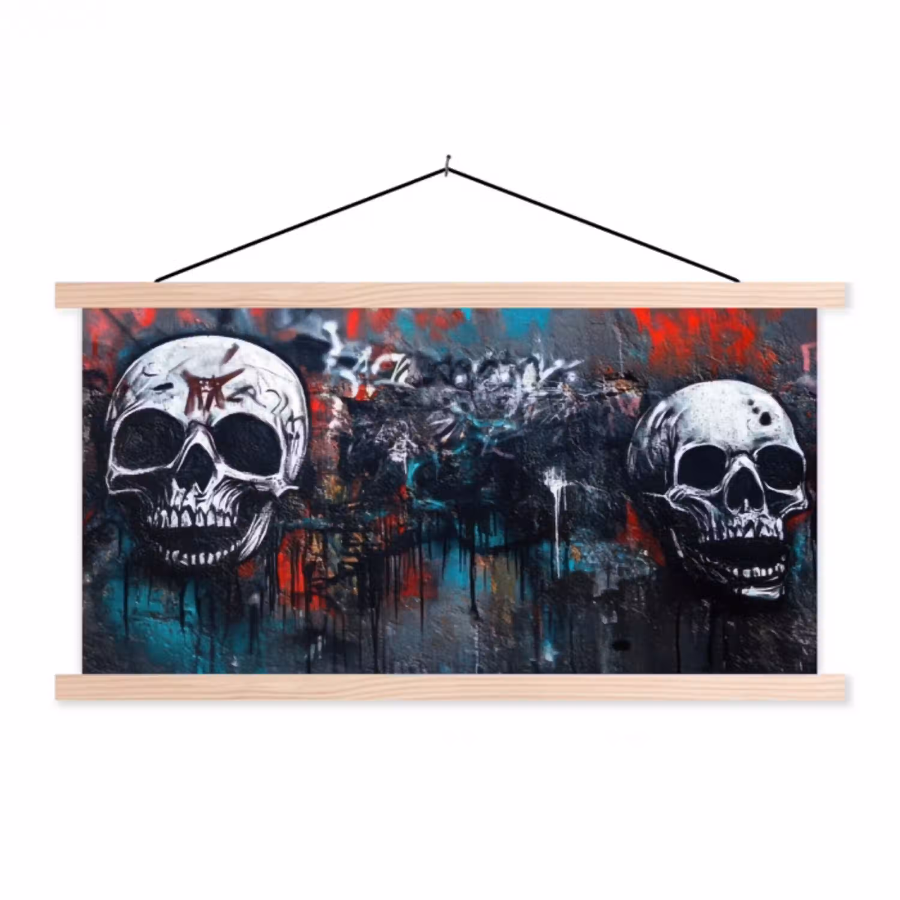 Schedels - Graffiti - Abstract textielposter latten blank klein -3d
