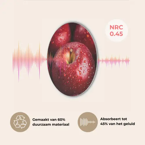 Rood - Appels - Fruit Akoestische PET Vilt - Rond klein -USP_NL