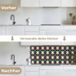 Abstract - Retro - Kleurrijk keuken achterwand 2 middel 871 -voor-na_DE