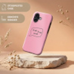 Tekstwolkje - BLAH BLAH BLAH - Roze Toughcase MagSafe Apple iPhone 17 klein -USP_RandenV_DE