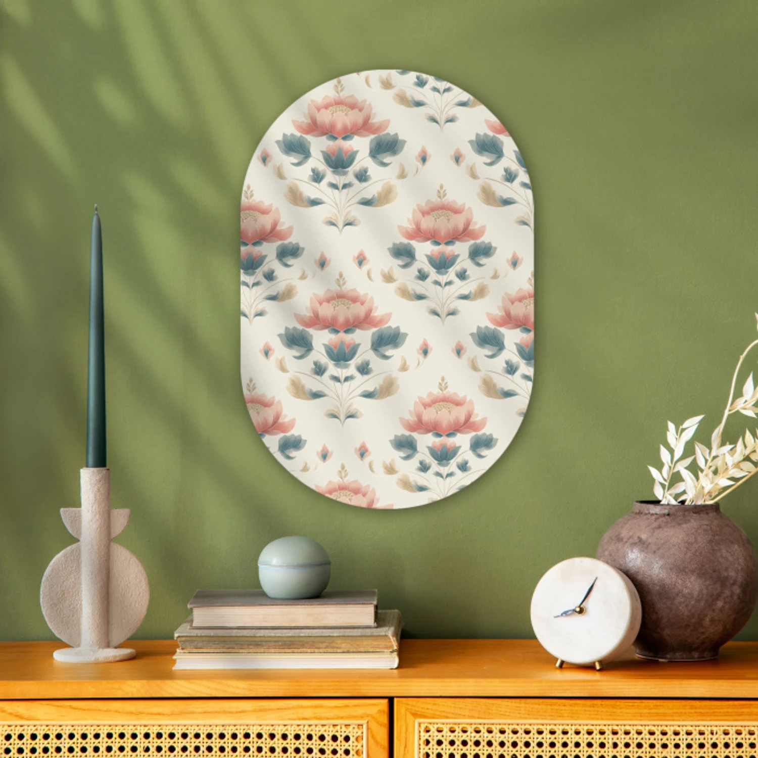 Lotus - Bloemen - Roze Wandcirkel Ovaal Forex klein 630 -sfeer2