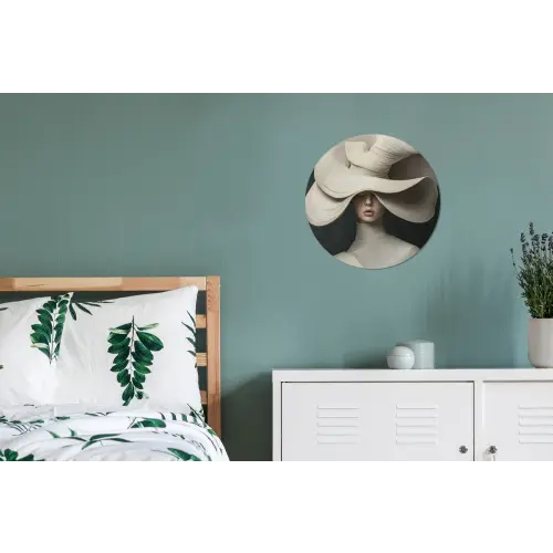 Modern - Vrouw - Hoed Wandcirkel aluminium klein -slaapkamer