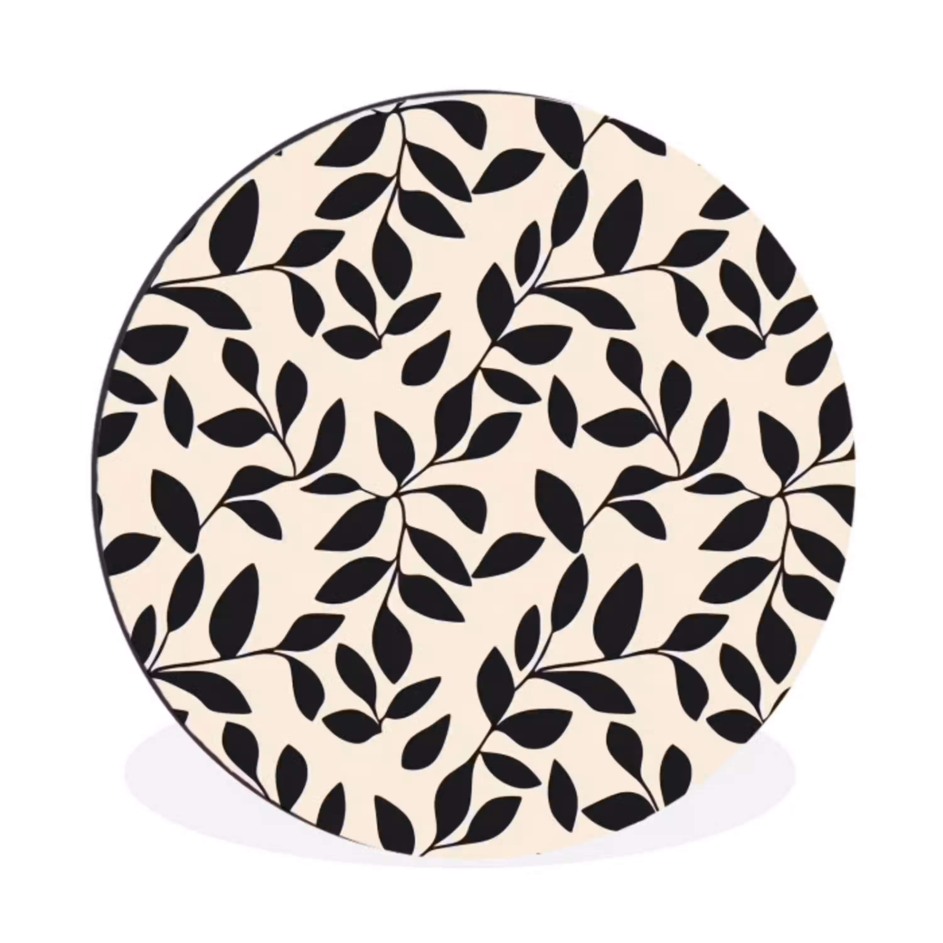 Elegant - Patroon - Zwart - Beige Wandcirkel aluminium klein 190 -3d