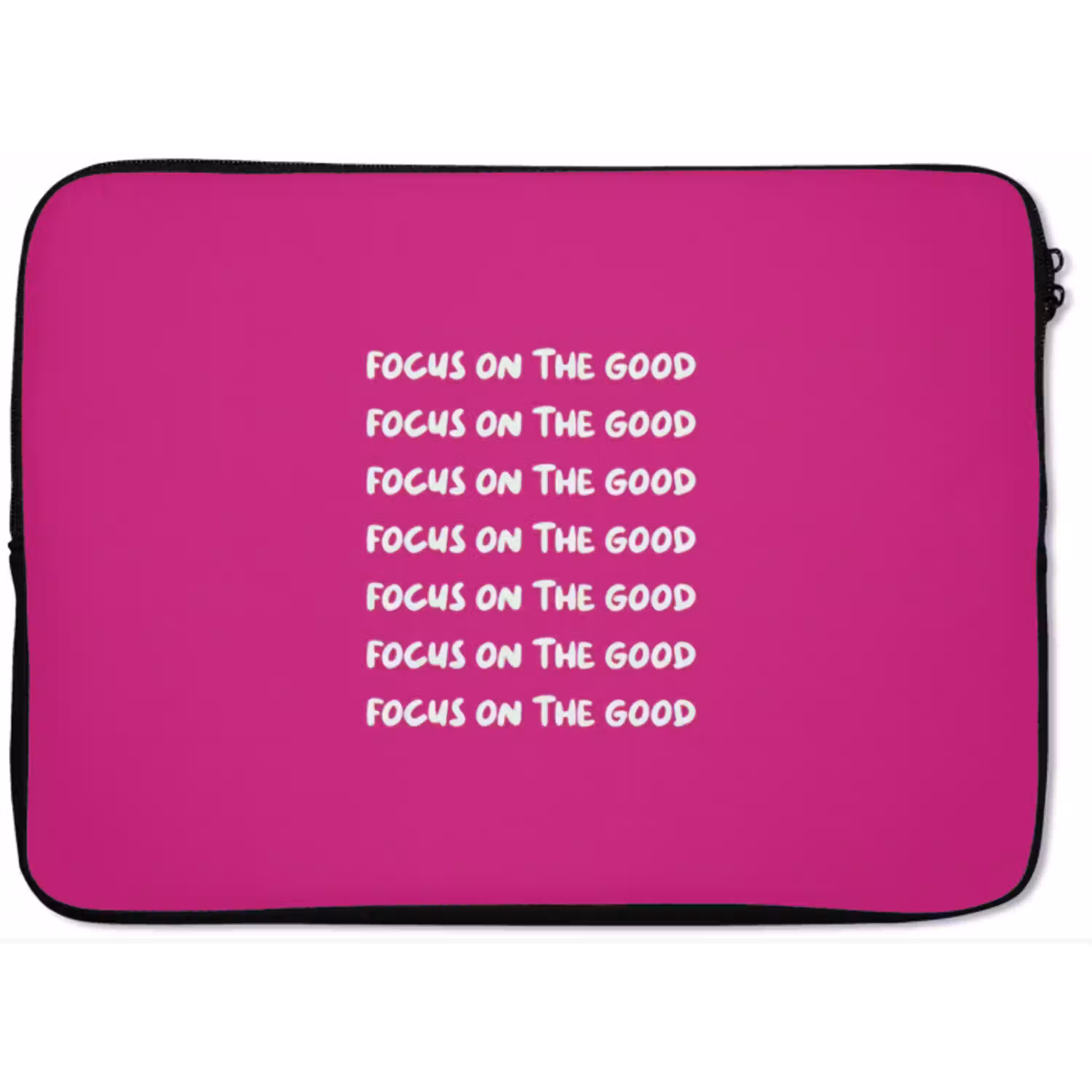 Focus on the good - Roze - wit laptophoes neopreen klein -zkaufland3dotto