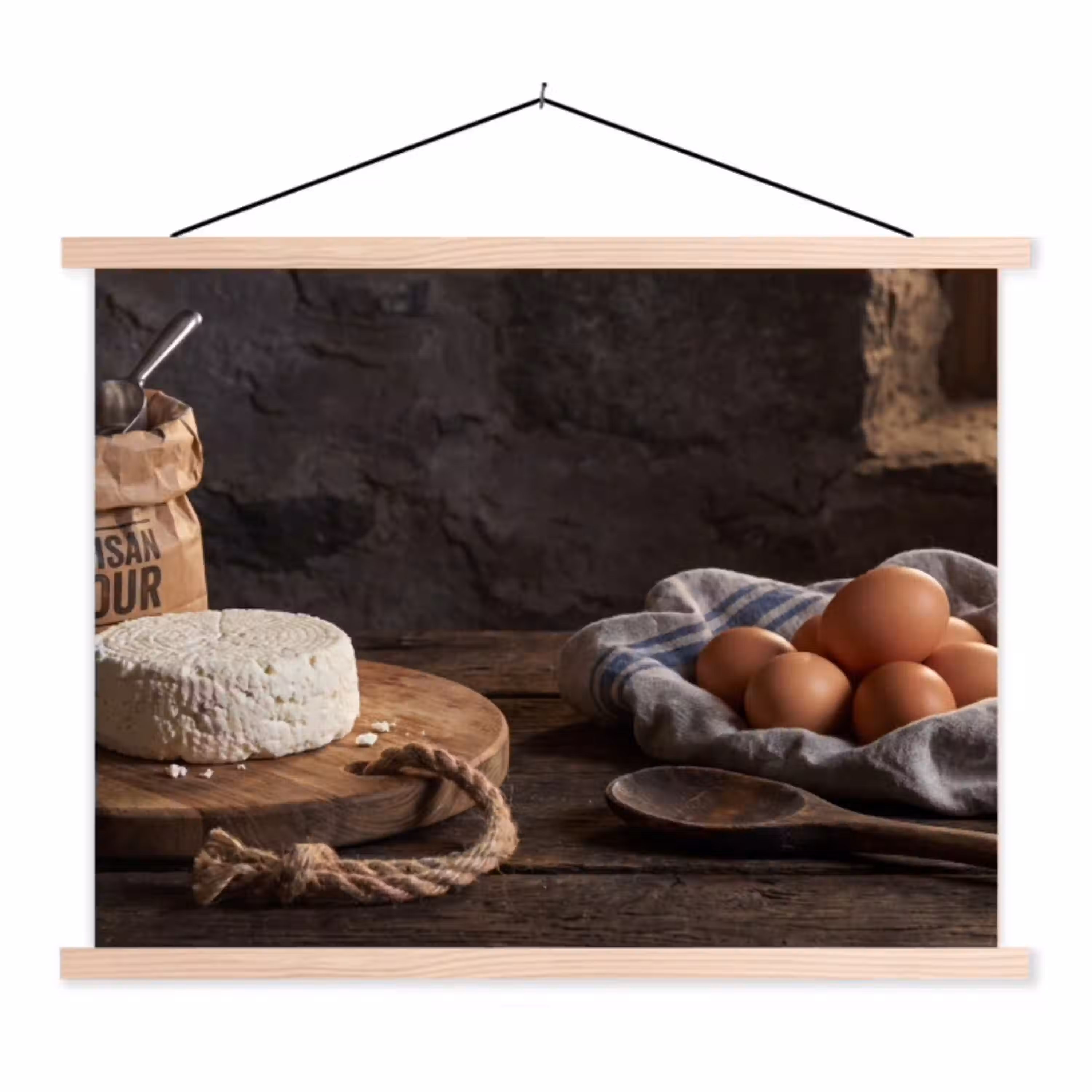 Meel - Eieren - Eten textielposter latten blank klein -3d