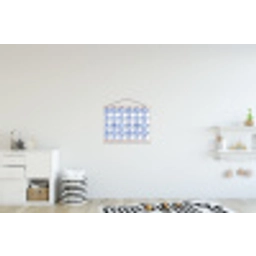 Borden - Bloemen - Patroon - Blauw textielposter latten blank klein 122 -kinderkamer