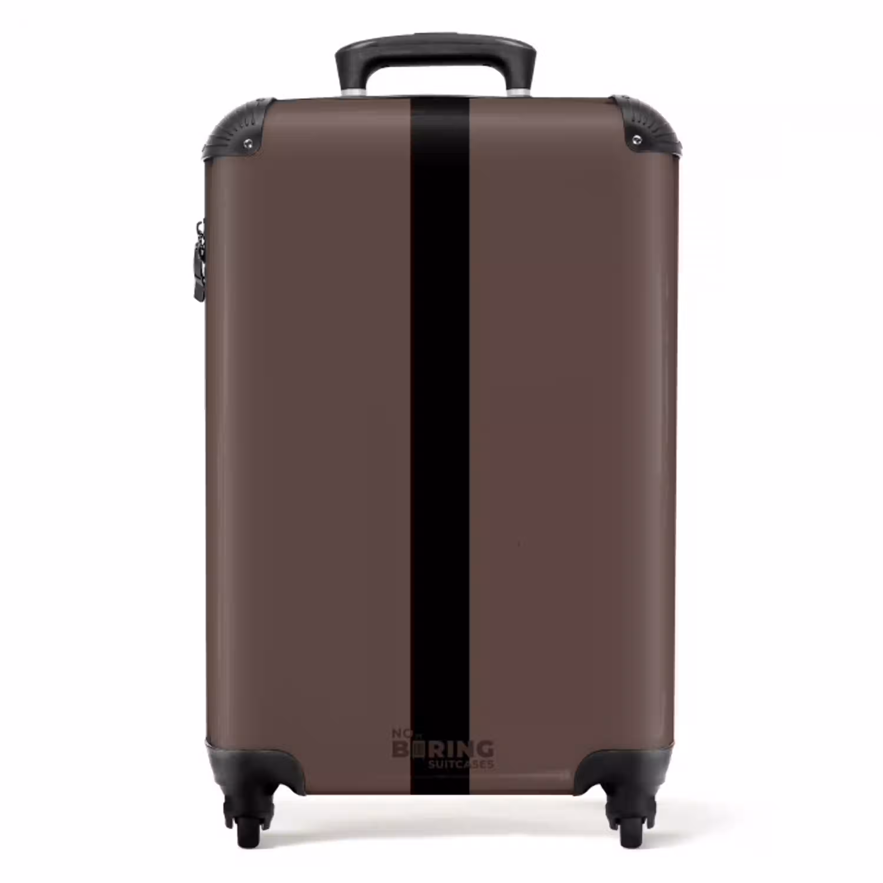 Minimal - Donkerbruin met zwarte streep NBS - Handbagage koffer - Unisex middel -productfoto_recht