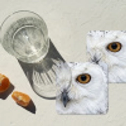 Sneeuwuil - Oog - Wildlife - Wit onderzetter kurk middel -sfeer4