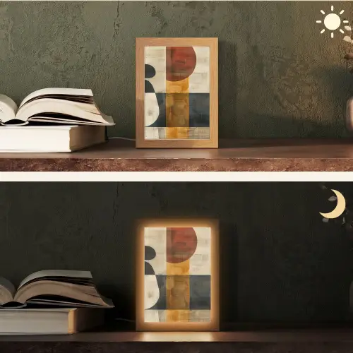 Abstract - Kunst - Vormen - Modern Light Box met kabel (Tafellamp) klein -sfeer3