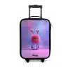 Roze harig monster met grote ogen Kinderkoffer - Zwart klein -3d