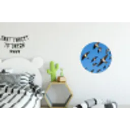 Zwaluwen - Vliegen - Blauw Wandcirkel aluminium klein -kinderkamer