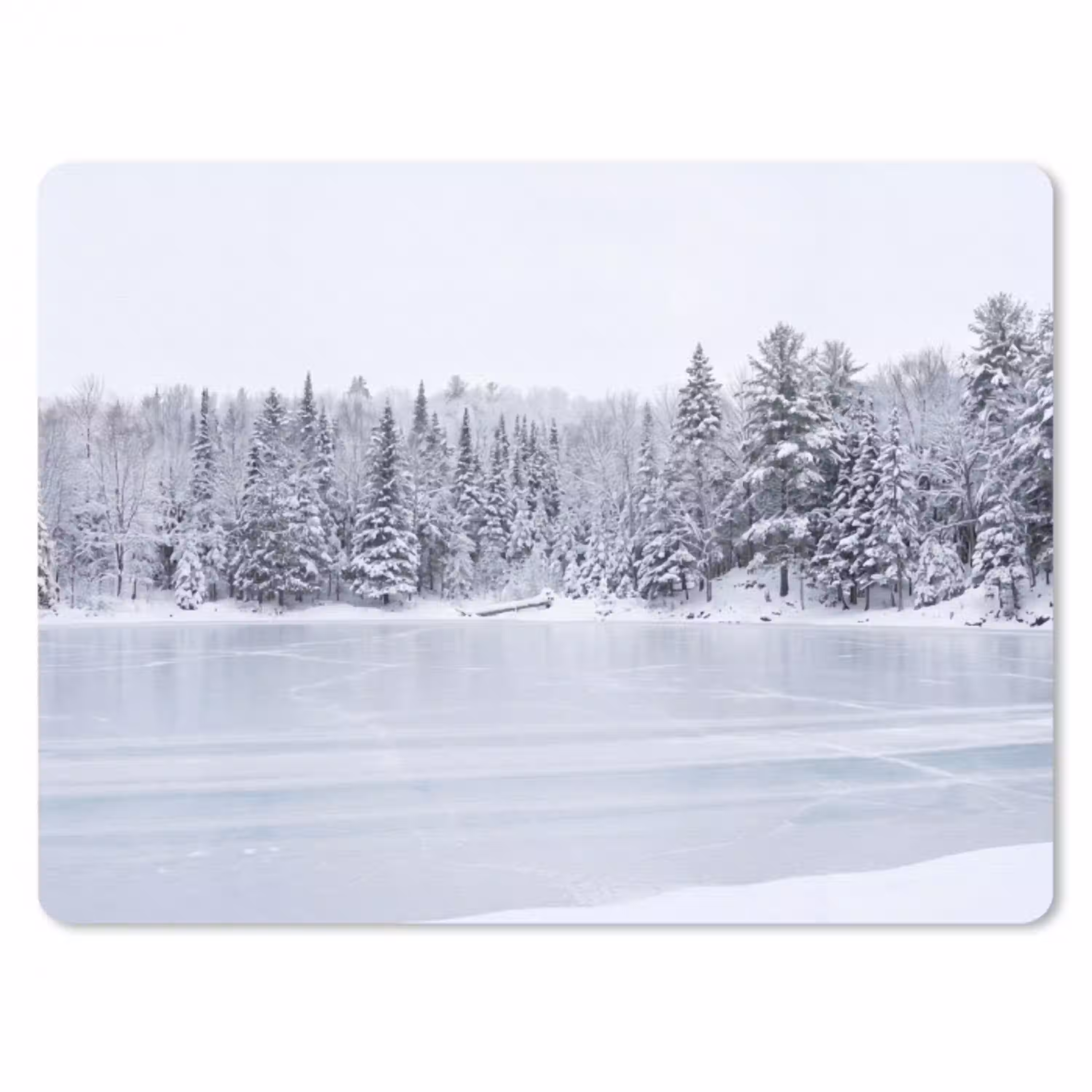 Meer - Dennen - IJs - Winter - Rustgevend muismat rubber klein -3d