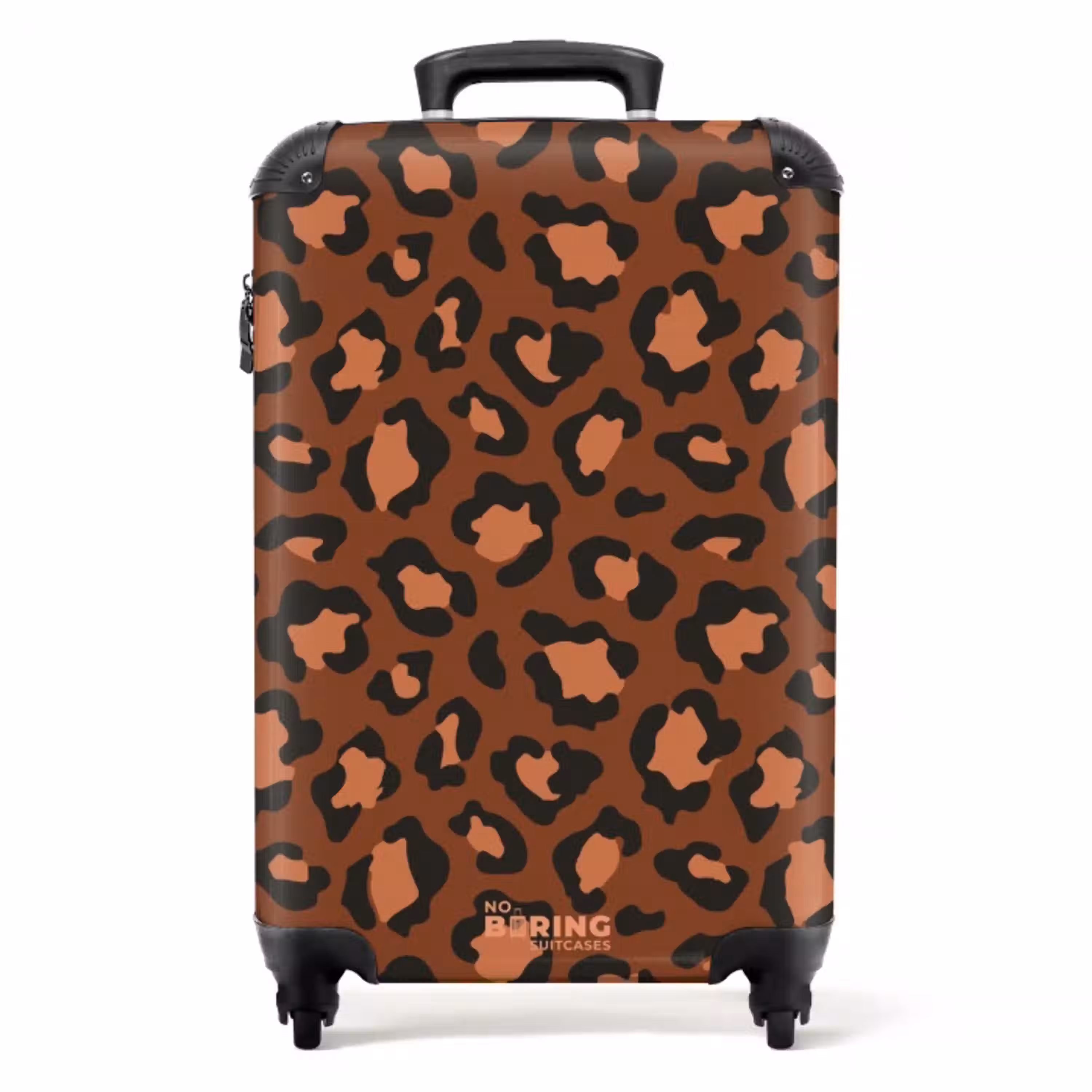 Dierenprints - Panterprint koffer in kastanjebruin en  zwart/terracotta NBS - Handbagage koffer - Unisex middel -productfoto_recht