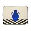 Vaas - Blauw - Geblokt - Modern laptophoes neopreen klein -3d