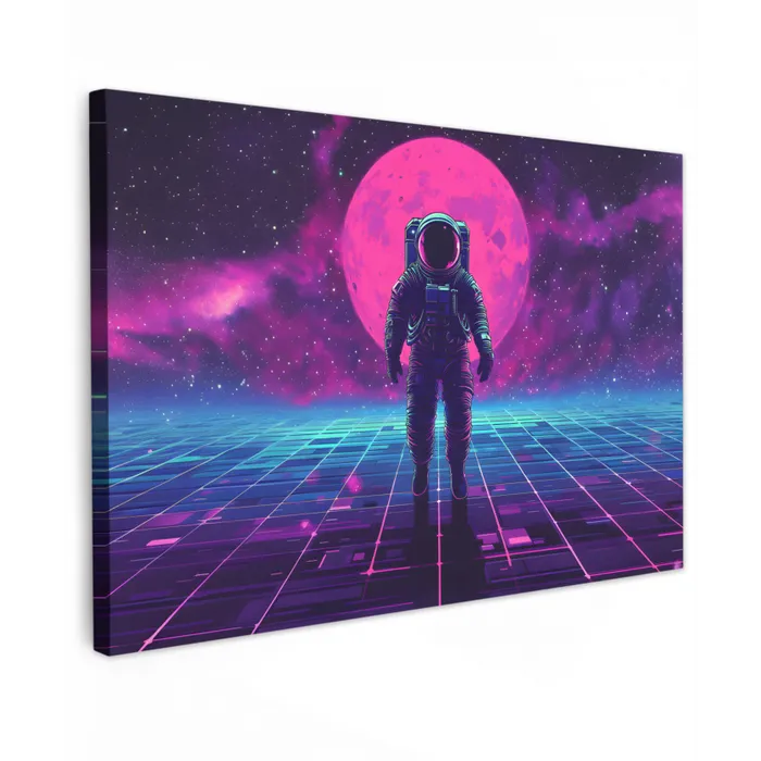 Astronaut - Maan - Roze - Sterrennevels canvas 2cm klein -z3d